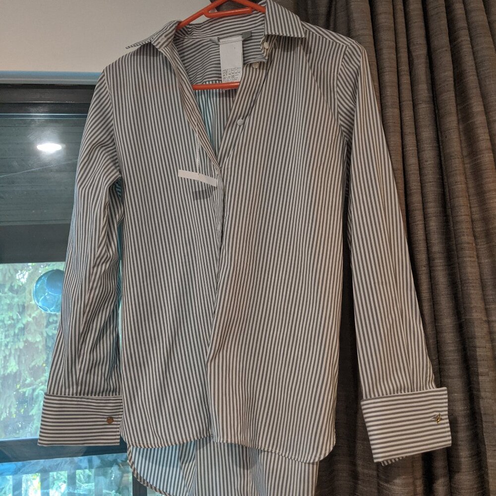 NWT Max Mara white/blue striped blouse size IT42 or US6
